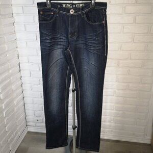 Ring of Fire Men's Size 33/32 Dark Wash Slim Straight Baldwin Ave. Jeans